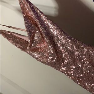 SHIMMER CROSS BODY ROSE GOLD DRESS